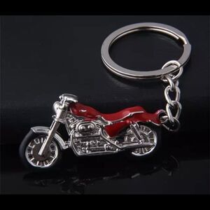 MOTORCYCLE PENDANT KEYRING IN RED
